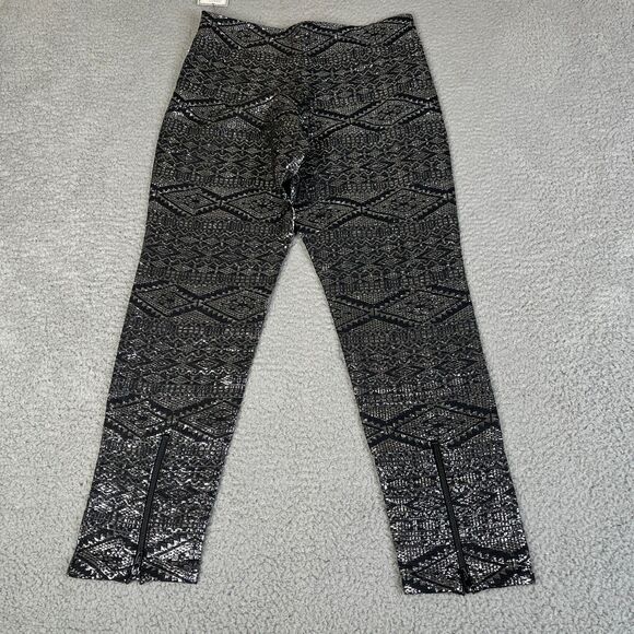 Volcom Metallic Pants Women S Black Silver Zip Ankle Lined Tapered Stone Row - Picture 1 of 16